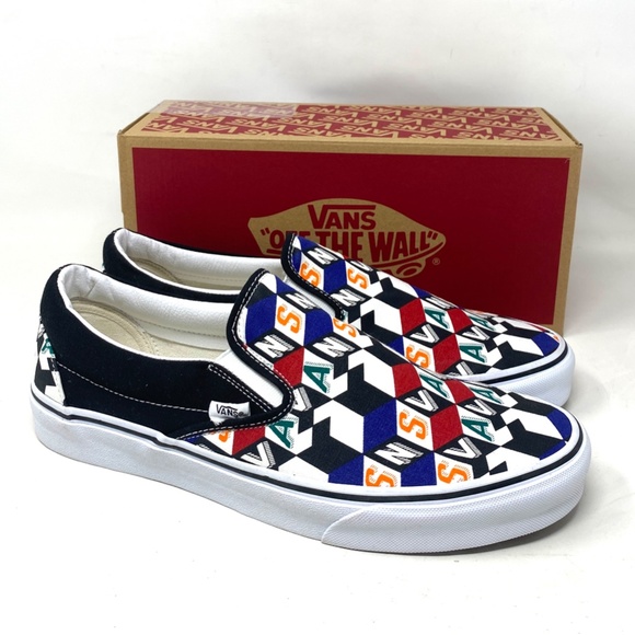 VANS Classic Slip On Casual Multi Black Canvas Men’s Sneakers Skate VN0A33TB42X - Picture 2 of 11